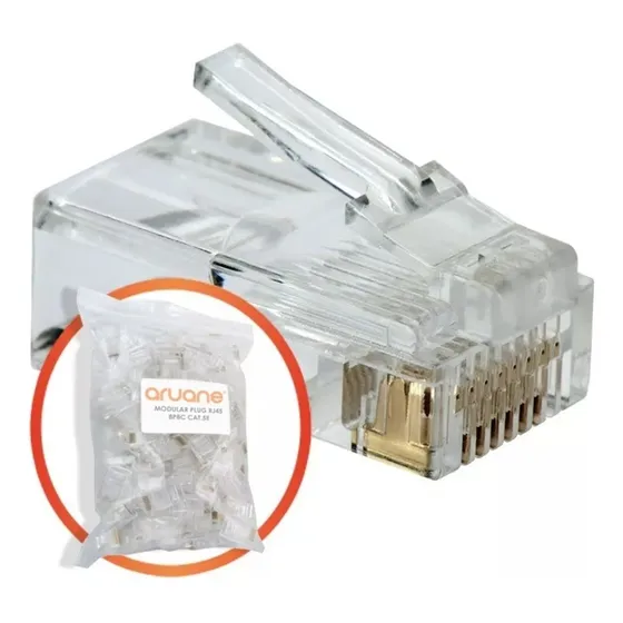 Fichas Rj45 Macho Cat 5e Crimpeadora Rj45 Para Cable de Red Utp Lan 100 Unidades Doble Contacto