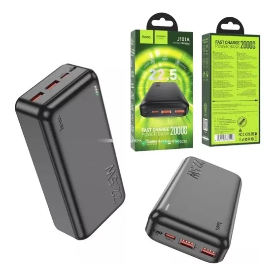 Power Bank 20000mah Carga Rapida Para iPhone Huawei Xiaomi Color Negro