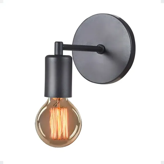 Arandela Parede Interna Lojas Luz Preto Alumínio Retrô E27 60W