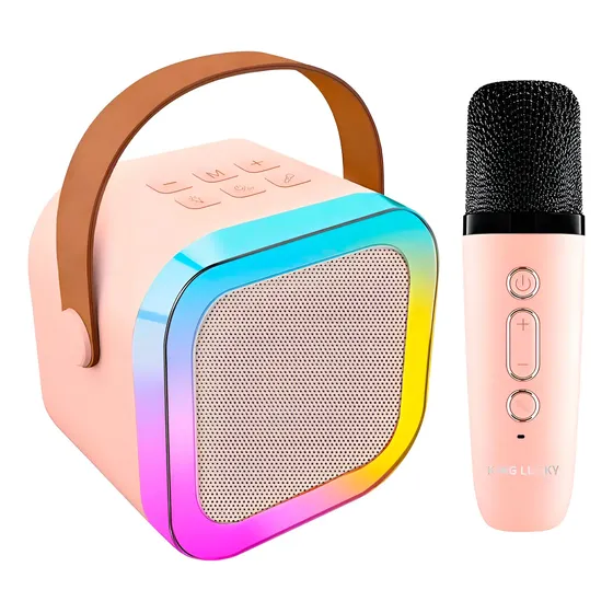 Mini Parlante Karaoke Bluetooth Con Microfono Portatil K12 Rosa