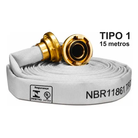 Mangueira De Incêndio Tipo 1 15m 11⁄2 normatizada Abnt Nbr 11861 - Predial E Comercial Hidrante