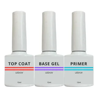 Kit Top Coat - Primer - Base P/ Gel Uv Da Marca X&d Manicure Cor Transparente Kit Top Coat - Primer - Base P/ Gel Uv Da Marca X&d Manicure Cor Transparente