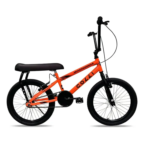 Bicicleta Colli Montadinha Aro 20 Selim Mobik Bagageiro Laranja/Neón