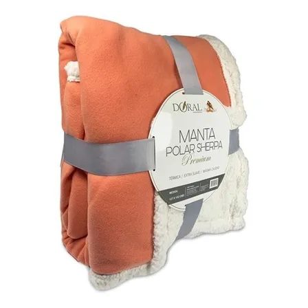 Manta Polar Sherpa Premium 127x152cm Color Naranja