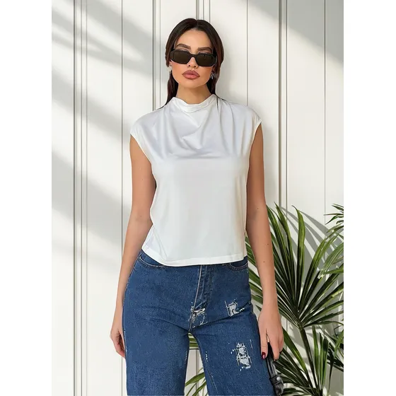 Remera Manga Corta Cuello Drapeado