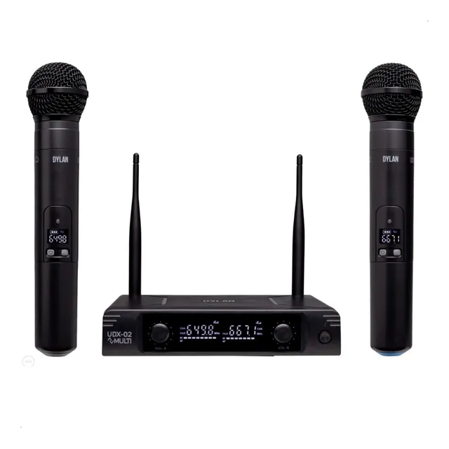 Microfones Dylan Udx-02 Multi Dinâmico Cardioide Preto Sem Fio
