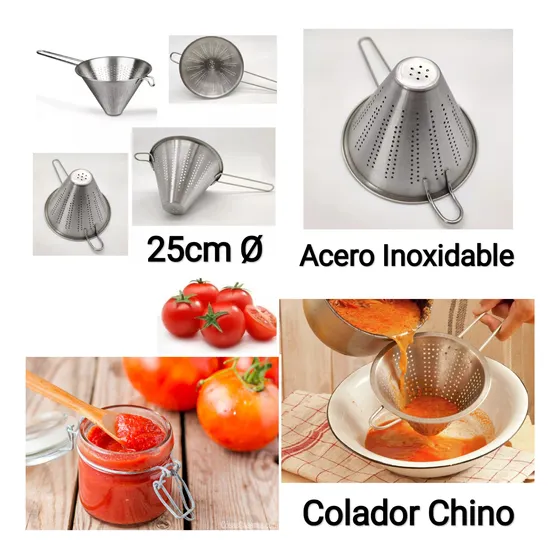 Colador Chino 25cm Acero Inoxidable Salsa Chef