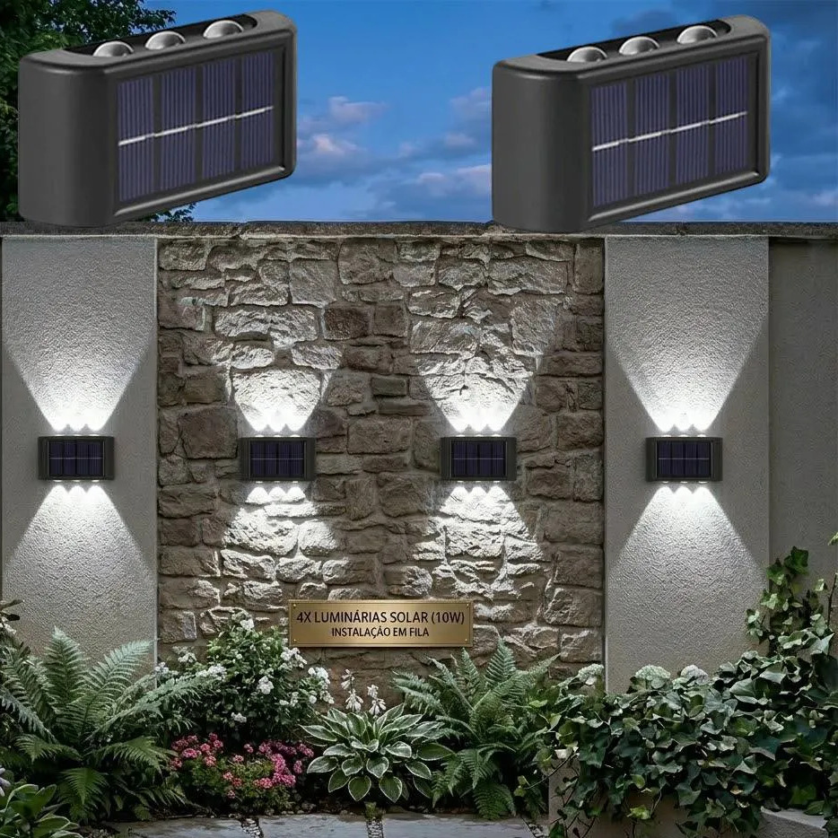 Kit 4 Luminarias Solares Jardim Externo