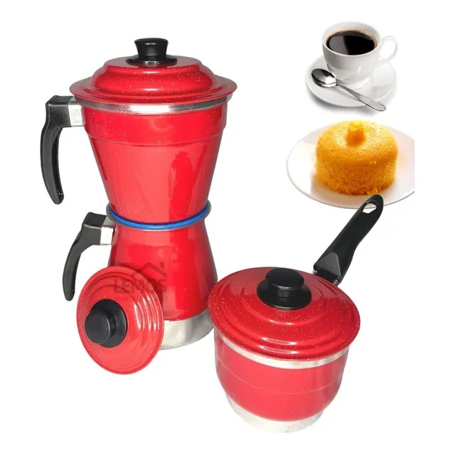 Cafeteira Vermelha 1l Tenha Cuscuzeiro Individual E Fervedor