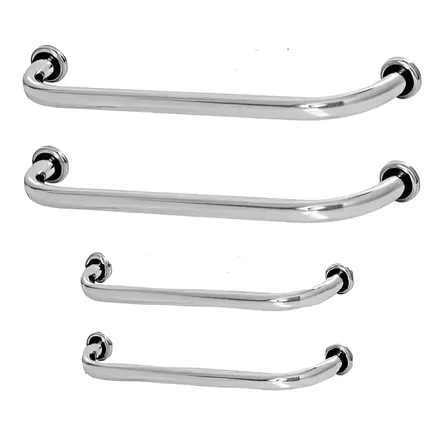 Kit 4 Barras Ou Alças De Apoio Para Deficiente E Idoso 40 E 60cm Metais Last Cinza-escuro