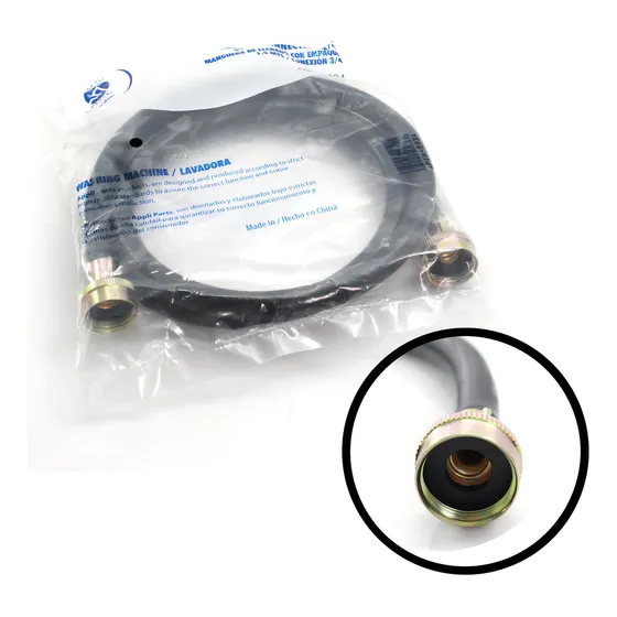 Appli Parts APIH-1034 Manguera 3 m Entrada de Agua Lavadora con 2 Sellos o Gomas, rosca de 3/4 pulgada, conexiones Rectas