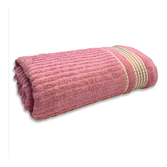 Toalha De Banho Brk Felpuda Canelada 100% Algodão Rosa