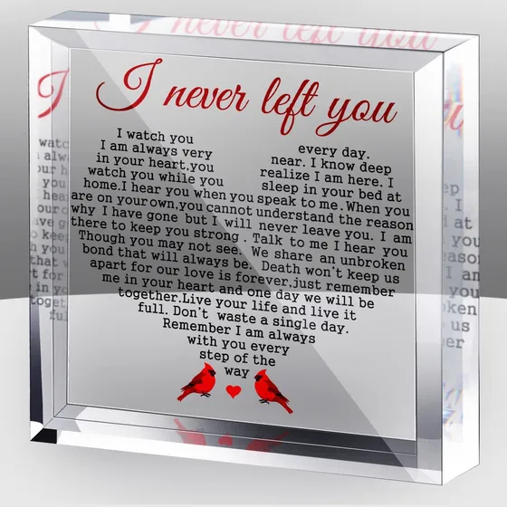 Regalo Condolencia Acrilico Cardenal Rojo Texto Ingl  I Left