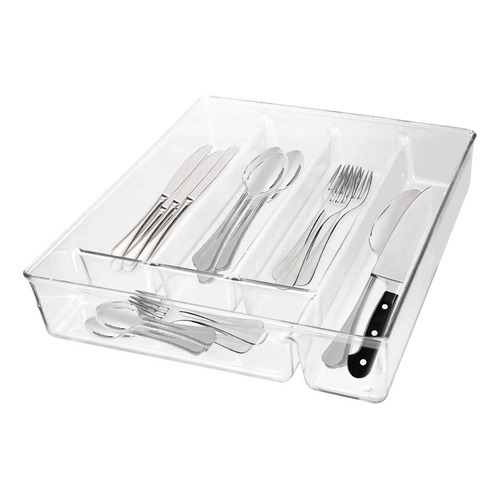 Organizador Acrílico Talheres Gaveta 5 Divisórias 27x35cm Organizador Acrílico Talheres Gaveta 5 Divisórias 27x35cm