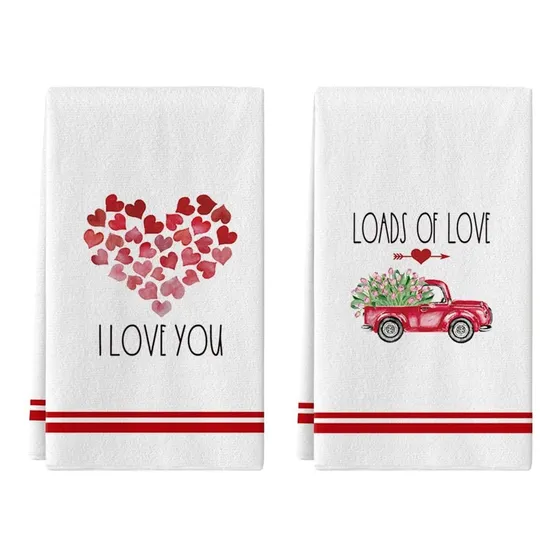 2 Toalla Cocina Para Camion 18 X 26  Dia San Valentin