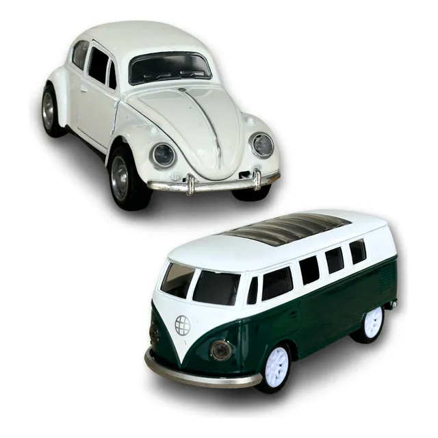 Kit Fusca E Kombi Brinquedo Carrinho Metal Fricção Miniatura