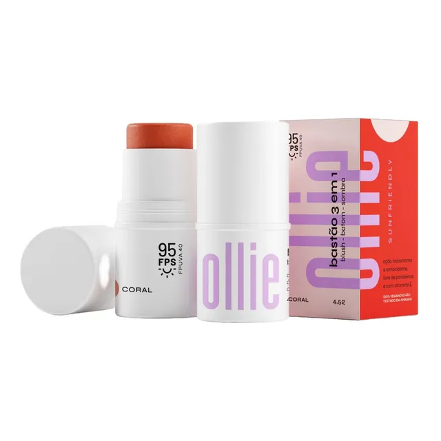 Ollie Bastão 3 Em 1 Blush, Batom E Sombra Fps 95 Coral