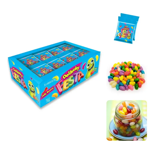 Bala De Goma Jelly Beans Tipo Americana Mini Jujubas 25x20g