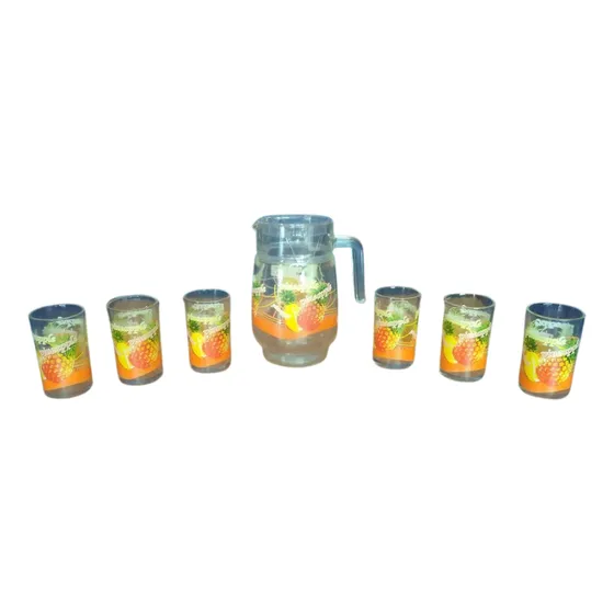 Juego De 7 Piezas Jarra Y Vasos Vidrio Hogar Cocina