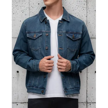 Chamarra De Mezclilla Hombre Stretch Azul/negra Fashionspark