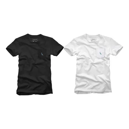 Kit 2 Camisetas Bolso Cb Pica-pau Xadrez Reserva Preto/branco G