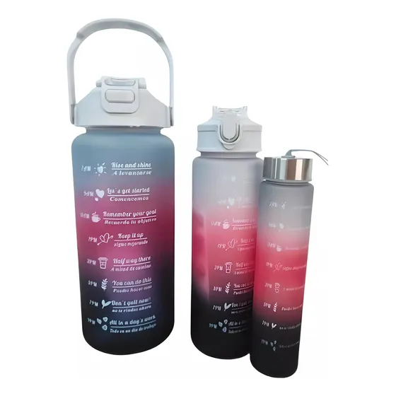 Kit 3 Garrafas Squeeze Para Academia Escola Suporte Celular