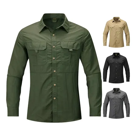 Camisa Manga Larga Hombre Camisa Táctica Suelta Confort