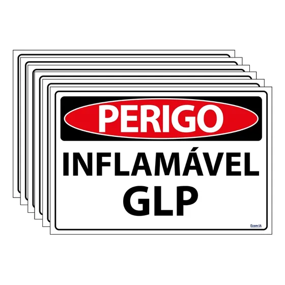 Combo 6 Placas Sinalização Perigo Inflamável Glp - Sp75 F9e