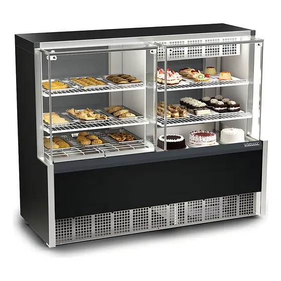 Vitrine Quente/fria Evaporador Gqea-140r Pr Preta Linha Auro 220v