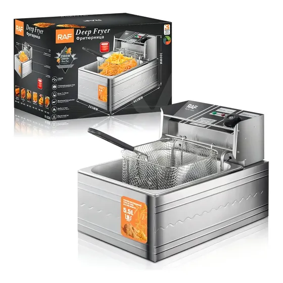 Freidora Aceite 5.5 L Acero Inoxidable Color Plateado Frecuencia 60 Hz