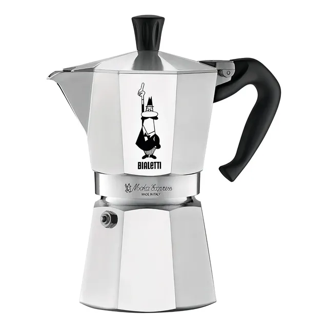 Cafetera portátil Bialetti Moka Express 6 Tazas 10010006 analógico plateada italiana