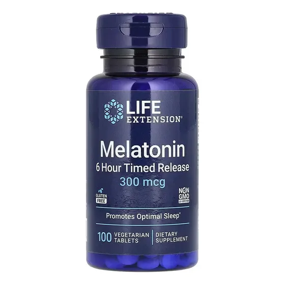 Life Extension, Melatonina, Liberación programada durante 6 horas, 300 mcg, 100 comprimidos vegetales