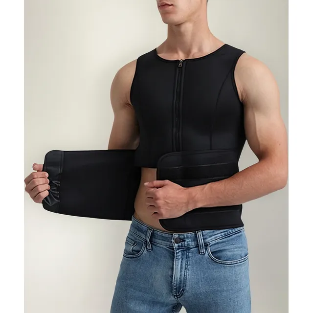 Colete Redutor Cinta Modeladora Masculino Com Ziper E Faixa