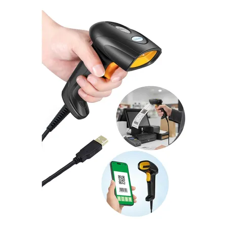 Leitor De Código De Barras Com Fio 2d Qrcode Boletos Danfe 110220 V Preto Qrcode Scanner 1d 2d Para Boleto Bancário Pagamento Móvel Inventário Supermercado Compatível Com Windows Macos Usb