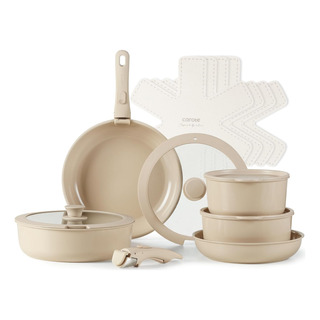 Set De Ollas, Carote Color Beige, Antihaderente Por 15 Pzs Set De Ollas, Carote Color Beige, Antihaderente Por 15 Pzs