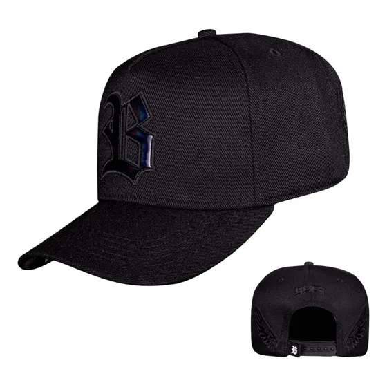 Boné Blck Snapback Black Wings Holographic Aba Curva Preto Un