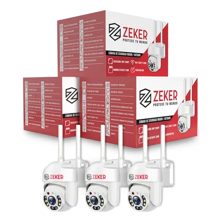 Pack X3 Cámara De Seguridad Wifi Impermeable Zeker 2mp 5g Color Blanco