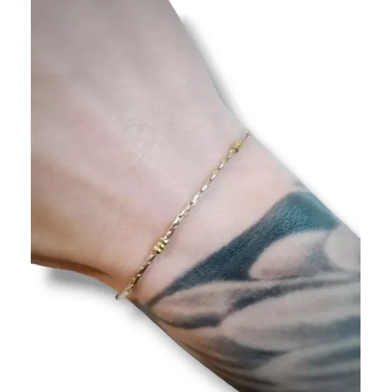 Pulsera Espiga Finita En Plata Y Oro 2,8gr 24cm