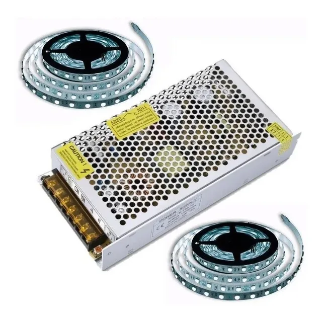Tira Led 5050 Frio Calido Azul 10 Metros + Fuente 12v 10a  