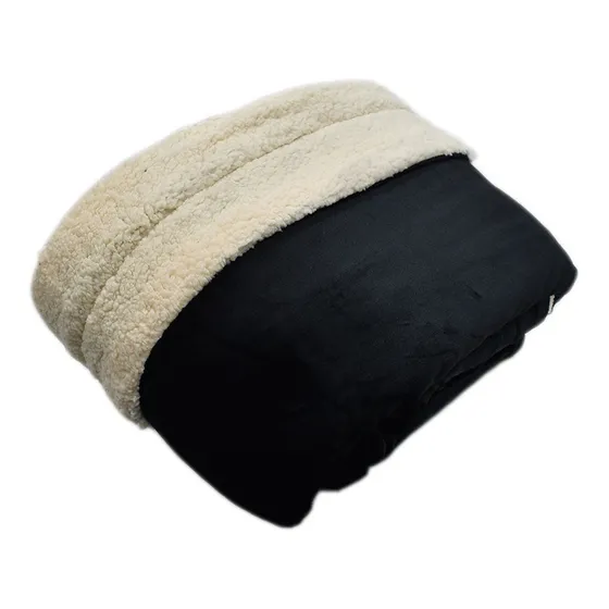 Frazada Manta Termica Doble Flanel Con Corderito Catana King Color Negro