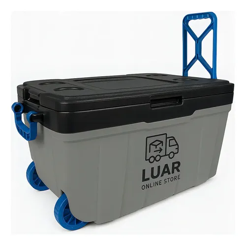 藍海月 Caixa Térmica Cooler 54l Camping Praia Cinza Azul Nautika