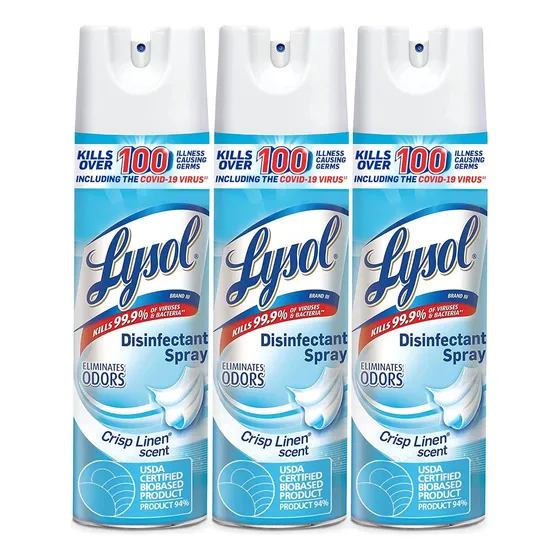 Desinfectante Lysol Spray Crisp Linen 538g -3unid