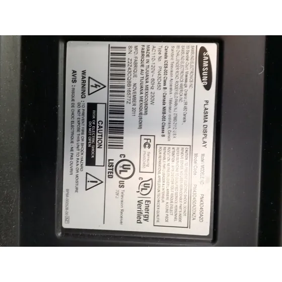 Tv Plasma Display Samsung Para Repuestos, Modelo Pn43d450a2d