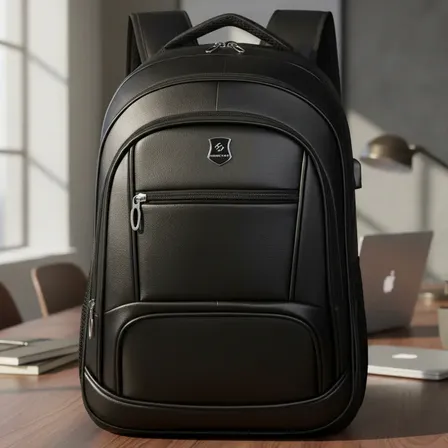 Mochila Masculina Reforçada Resistente Preta Notebook Couro Preto