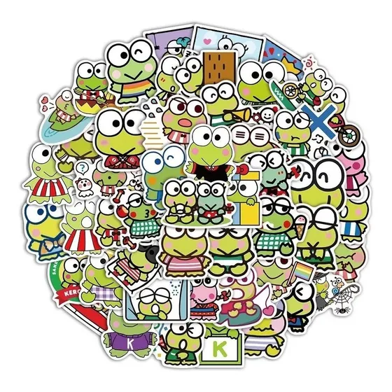Keroppi / Hello Kitty - Set De 50 Stickers / Calcomanías 