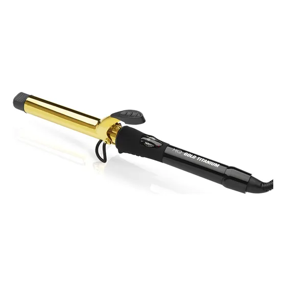 Modelador De Cachos Mq Professional Gold Titanium Curling tamanho Médio 25mm Cor Preto / dourado Voltagem