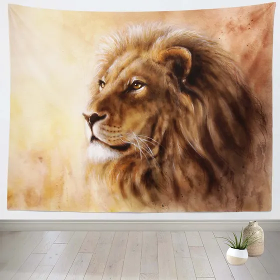 Corfoto Tapiz Leon Tela 60 X 40  Para Colgar Pared Perfil