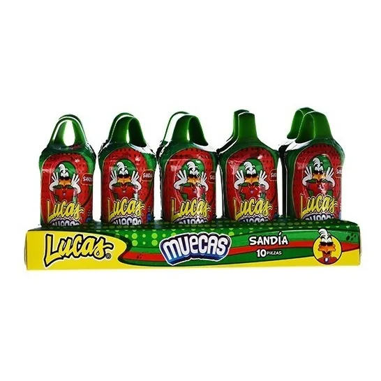 Lucas Muecas Paleta Sabor Sandia Con Chile Paquete Con 10 Pz Dulces Mexicanos