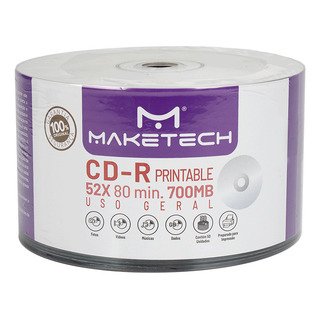 Cd-r 52x 700 Mb 80min Printable - 50 Unidades - Maketech Cd-r 52x 700 Mb 80min Printable - 50 Unidades - Maketech