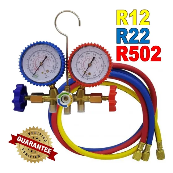 Set De Manómetro Mangueras Conectores Válvulas R22 R12 R503